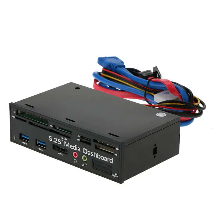 Multi-Function%20USB%203.0%20Hub%20eSATA%20Port%20Internal%20Card%20Reader%20PC%20Dashboard%20Media%20Front%20Panel%20Audio%20for%20D%20MS%20CF%20TF%20M2%20MMC%20Memory%20Cards%20Fits%205.25"%20Bay%20-%20Image%203