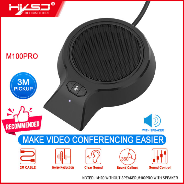HXSJ M100PRO 360 Degree Pickup Video Voice Call 2M Cable USB Omnidirectional micro-phone With Speaker Video USB Conference micro-phone Webcast micro-phone for PC Laptop Desktop Vlog Live Meeting