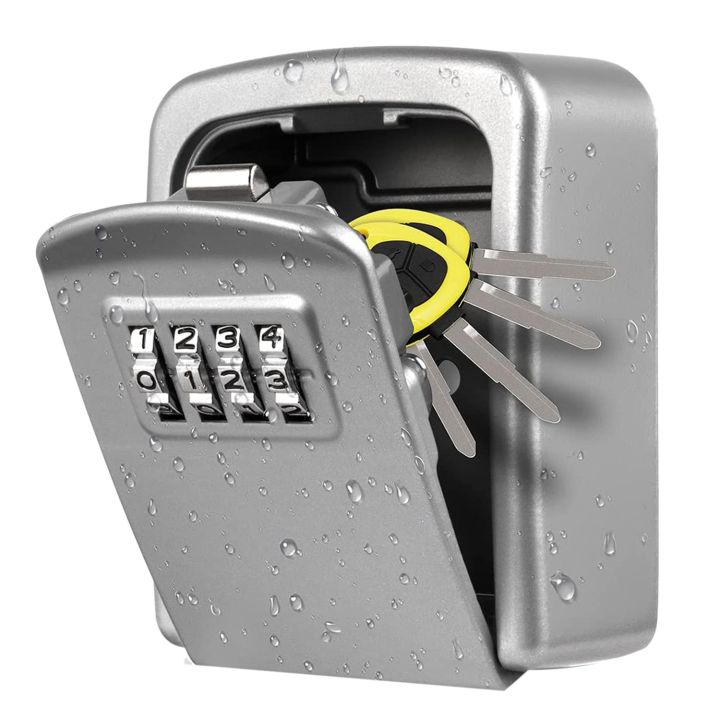 Key%20Lock%20Box%20Wall%20Mounted%204%20Digit%20Combination%20Lock%20Box%20for%20House%20Key%20Weatherproof%20Security%20Key%20Storage%20Lock%20Box%20Silver%20-%20Image%209