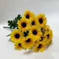 Yellow Artificial Sunflower Bouquet Silk Diy Vase Accessories Realistic Vibrant Silk Flowers for Wedding Decoration Outdoor Picnic Garden. 