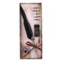 TA Classical Retro Fountain Pen Set Natural Feat rs Carved Calligraphy Exquisite Writing ft Box for Christmas Valentine. 