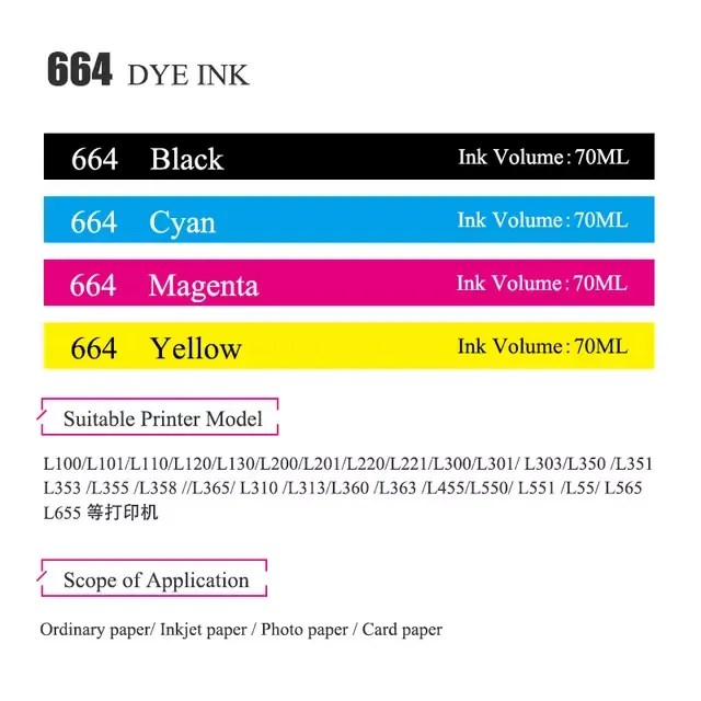 INK-TANK%20664%20T664%20T6641%20-%20T6644%20Compatible%20Color%20Bulk%20Water%20Based%20Bottle%20Tintas%20Refill%20Dye%20Ink%20For%20Epson%20L130%20L120%20L220%20L360%20L380%20Printer%20-%20Image%203