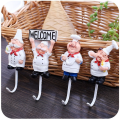 Cartoon Chef Shape Restaurant Hotel Wall Hooks Decorative Clothes Hanger Nail-Free Strong Sticky Hook Key Storage Viscose Hook. 