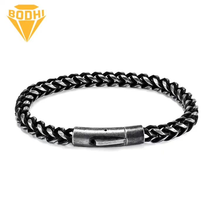 Chain Length Bracelet Stylish Stainless Steel Men's Bracelet Retro Punk Design for Vacation Work Daily Wear Perfect Gift for Anniversary Birthday Thick Chain Bangle Jewelry Durable Bracelet