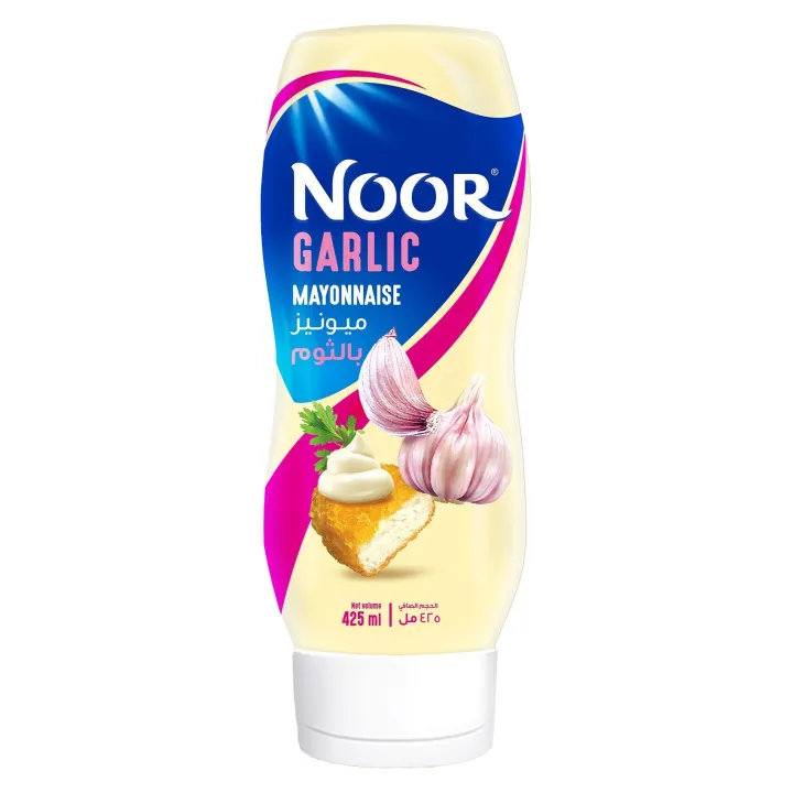 Noor Garlic Mayonnaise Ketchup Ramazan fasting evening sharing gathering Ifthar Nombu Bottle Special Offer Tasty Mayo for Buns Burgers Submarines Club Sandwich White Sauce Dressings Spreads Jam Nutella  [425 ml]