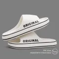 Feslishoet Women Letter Slippers Beach Slides Solid Color Mens Thick Sole Indoor Bathroom Anti Slip Shoes Summer Couple Sandals. 