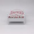 Wooden Miniature 1/12 Dollhouse Double Bed Floral Sheet House Furniture Kids Toy. 