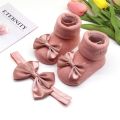 socks baby Fashion Baby Girls Headband + Socks Set 0-12 Months Cute Toddler Princess Socks Autumn Infant Bowknot Socks Elastic Hair Bands. 