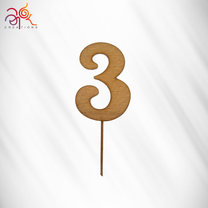 Wooden Number 3 Cake Tooper