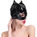 【hot】 Patent Leather PU Bat Mask Adult Batman Headgear Cosplay Sexy Half Face Black Cat Mask Prop Costume Headdress Headwear. 
