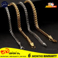 Glamon Diamond cut franco chain 3mm Thick Stainless Steel Necklace for men women Gold chain Black mala boys chain for men silver. 