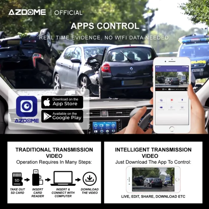 AZDOME%20M330%201080P%20Smart%20Dash%20Camera%20Car%20DVR%20Black%20Box%20Voice%20Control%20WiFi%20Dash%20Cam%20-%20Image%207