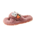 2024 fall and winter new cute cartoon hair slippers warm flat at home wearing a word slippers women’s shoes. 