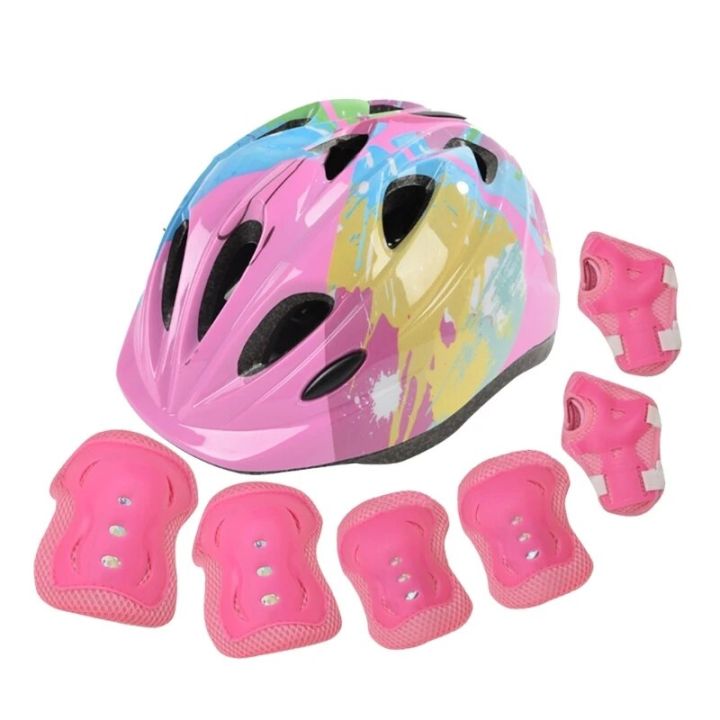 Adjustable Bike Helmet Set with Knee Pads Elbow Pads Wrist Guards Kid
