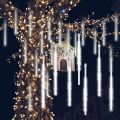 White Rain Drop Lights, Loveboat 8 Tubes 30 Centimeter 144LEDs Meteor Shower Falling LED Tree Cascading String Lights for Outdoor Wedding Party Holiday Garden Decoration. 