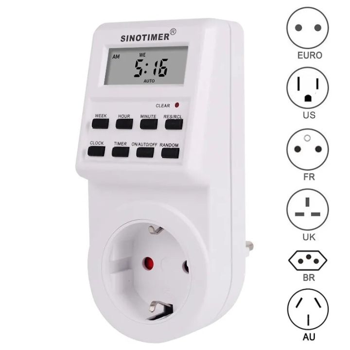 EU UK US FR BR Plug Digital Weekly Programmable Electrical Wall Plug-in ...