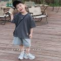 2024 Summer New Boys Suit Shuai Pu Short Sleeve Shirt Boys Children Baby Fried Street Leisure Sports Long Shorts. 