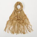 Fashion Bright Silk Sunscreen Shawl Hijab Gold Silver Shiny Scarves For Women Lace Tassel Party Evening Dress Scarf. 