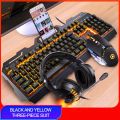 104 Keys Gaming Keyboard Mouse Headset Combos Mechanical Feel Game Keyboards 3200DPI Mice Headphone Set for PC Gamer. 