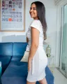 Tinsel Wrap Dress- White. 