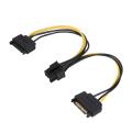 DUAL SATA 15pin Male to 8pin Female PCI-E Power Adapter Cable 20cm. 