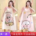 [ Buy One Get One Free ] Nightdress Women's Summer Loose plus Size Pajamas Women's Summer Mid-Length Short Sleeve Home Wear Cute in. 