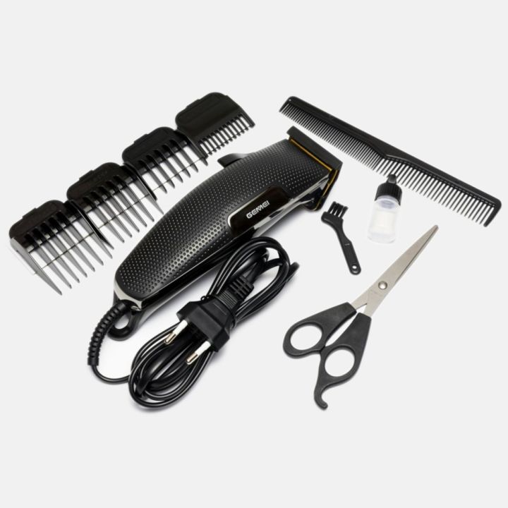 GEEMY GM-806 Professional Beard Hair Trimmer Electric Clipper Shaving Saloon Barber Salon Razor Main AC Power Supply Cut Wire Machine Man Beard Fading Blending Set