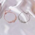 Qingwen Korean Style Fresh Crystal Flowers Bracelet Special-Interest Design Student Temperamental Bracelet ins Popular Online Red Birthday Gift. 