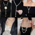 Linman Elegant Classic Women Girls Fashion Pearl LPortable ong Necklace Fashion Sweater Chains Luolong. 