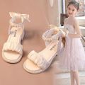 Girls' Shoes Princess Sandals2023New Summer Summer Girls' Children Teens Babies Soft-Soled High Heels. 