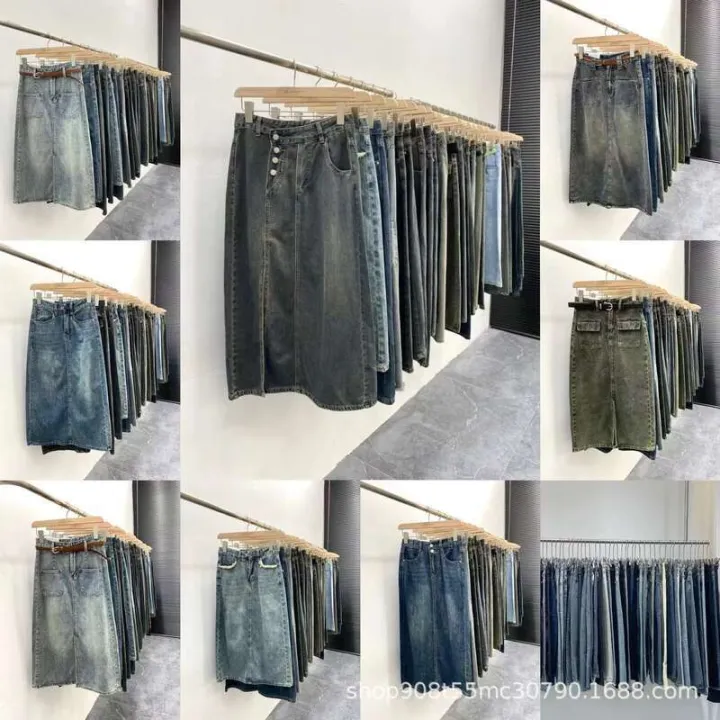 2024%20new%20straight%20pear%20shaped%20slimming%20mid%20length%20A%20line%20hip%20high%20waist%20split%20denim%20skirt%20for%20women%20in%20summer%20-%20Image%202
