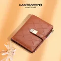 MATEYOYO Women's Wallet PU Rhombus Fashion Purse Embroidered Card Wallet Thread Buckle Short Purse Zipper Co-in Pocket Temperament Diamond Plaid Short Wallet Multifunctional Card Wallet. 