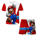Cool Super Mario T-shirt Shorts Two-piece set Children's Clothing Sets Kids Boys Girls Tops Tee Mario Bros T-shirt Pants Suit. 