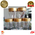 5 Pcs Transparent Kitchen Spice Containers with Gold Lids, Small Plastic Seasoning Jar Set, High-Quality Storage for Curry, Salt, Pepper, and More. 