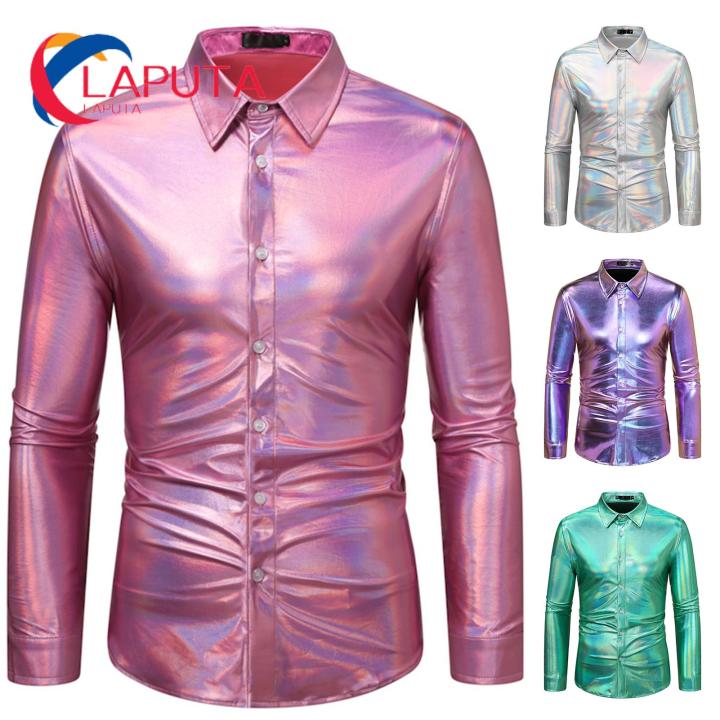 Chemise Disco Pailletée Dorée - Déguisement Années 70 Homme, Taille L, Karnival Costumes