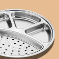 KOKKO Stainless Steel Round Divided Plates, Stackable Dinner Plates With 4 Compartment, Divided Tray Sauce Dish For Home Kitchen BBQ Restaurant. 