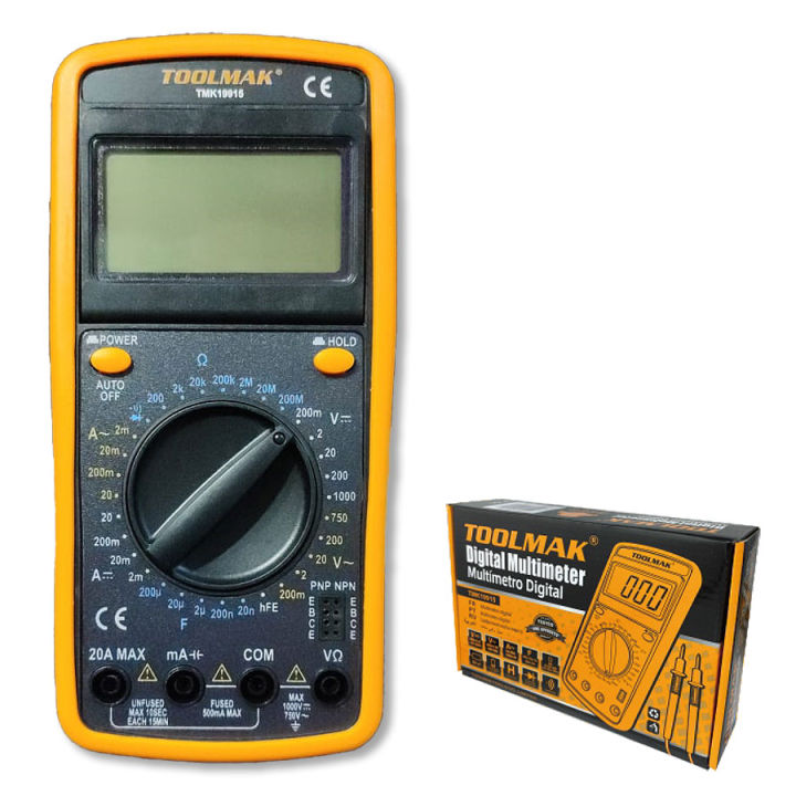 Digital Multimeter Meter Auto-ranging Amp Voltage Tester Measuring AC/DC Voltage & Current, Resistance, Capacitance, Frequency, Continuity - Toolmak