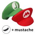 Super Mario Red Green Cap Cosplay Cartoon Hats with Moustache Unisex Caps Cos Props Party Costumes Accessories. 