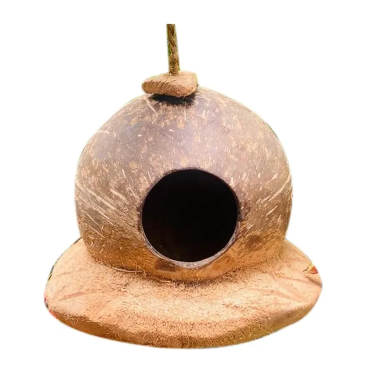 Coconut Husk LOVE BIRD Nest REST PART Weaver Bird (වී කුරුල්ලා) Nest Paddy Bird Nest  Squirrel (ලේනා) cage Coconut Shell Natural Bird House Outdoor coco cage Pol Leli Kurulu Kuduwa Lena Kuduwa And can be use for Restaurants,Hotel decor