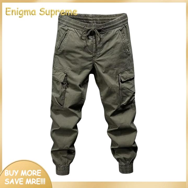 Enigma-%20Loose%20Pants%20Men's%20Cargo%20Pants%20Drawstring%20Elastic%20Waist%20Loose%20Multi%20Pockets%20Solid%20Color%20Soft%20Breathable%20Ankle-banded%20Daily%20Sports%20Streetwear%20Hip%20Hop%20Long%20Trousers%20Style%20Elastic%20Waistband%20Pants%20-%20Image%202