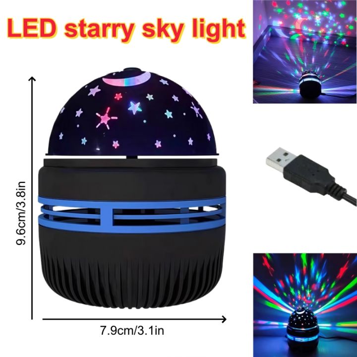 LED Mini Starry Sky Disco Star Projector Lamp Degree Rotation 2 In 1 Function for Sleep Aid Home Bedroom