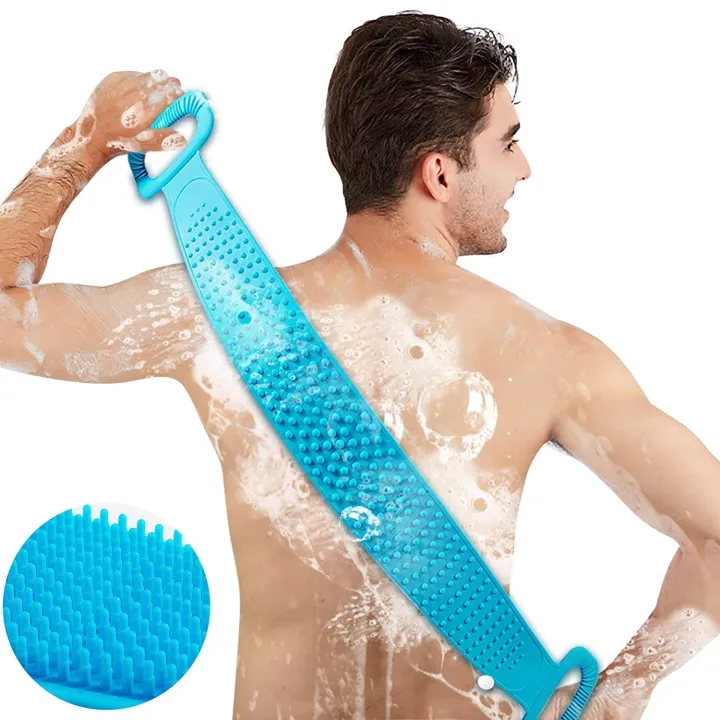 Silica gel Bath brush Towel two stop scrubbing belt body Scrub Silicone Back Scrubber for Shower Soft Rubbing Massage Bubble with Body Cleaner