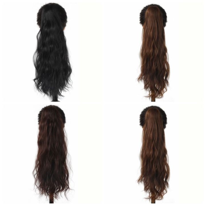 Natural Long Wavy Ponytail Wig Heat Resistant Fiber Synthetic Hair