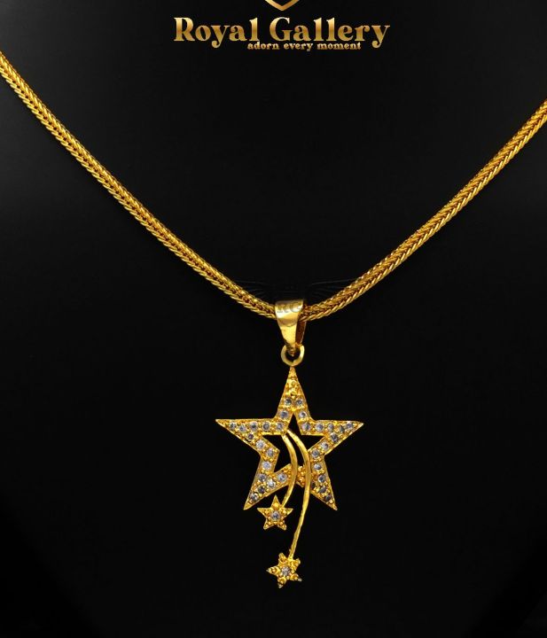 Gold-Plated%20White%20Fixed%20Stone%20Shooting%20Star%20Pendant%20Necklace%20for%20Girls%20-%20Image%202