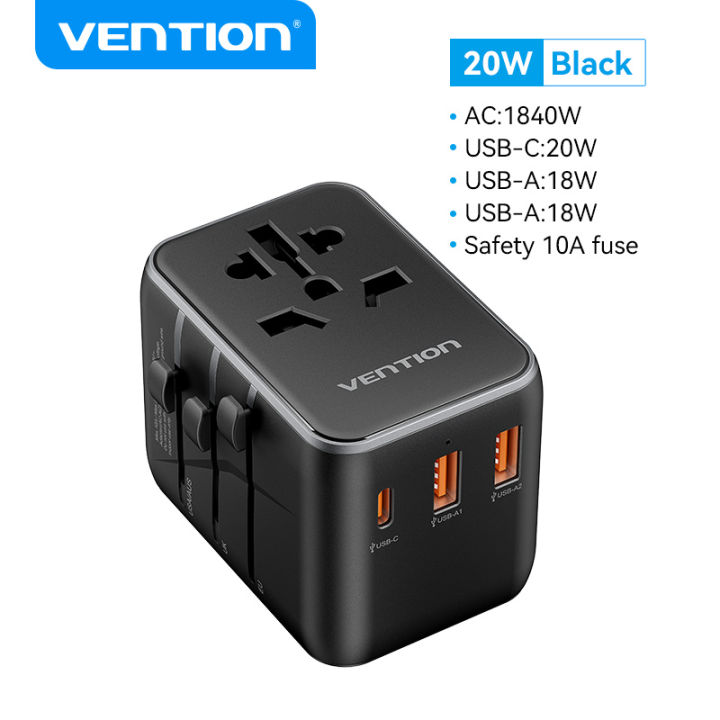Vention%2020W%20Global%20Travel%20Charger%20Plug%20AC%20+%20USB%202%20in%201%20Fast%20Charging%20Power%20Wall%20Charger%20Type-C%20and%20Dual%20USB%20A%20Port%208%20in%201%20Adapter%20for%20iPhone%2016%2015%20Laptop%20PD%20Charger%20Quick%20Charge%20Universal%20Socket%20-%20Image%202
