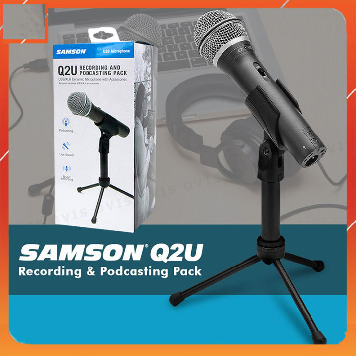 SAMSON Q2U Recording and Podcasting Pack  -  USB/XLR Dynamic Microphone with Accessories