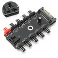 Hei mei Fan Hub 4‑Pin PWM Integrated Power Supply Adapter Cable 1 to 10 Splitter for CPU Cooling. 