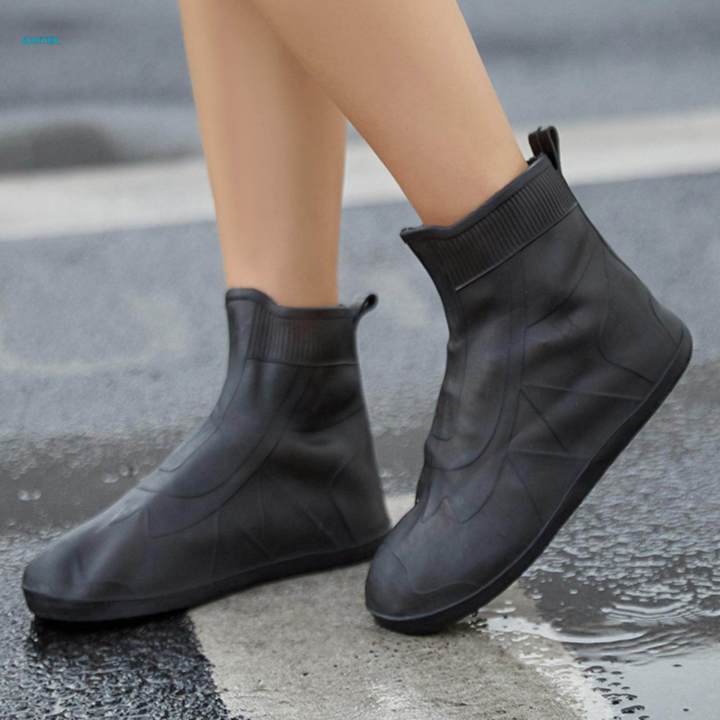 Rain Boots Shoes Protectors Foldable Adults Kids Reusable 1 Pair Rain Shoe Covers for Black 28cm