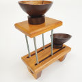 Mini Wooden Table Top Plant Stand Holder Adjustable with Flower Pots Set for Planter Wood Office Desk Indoor. 
