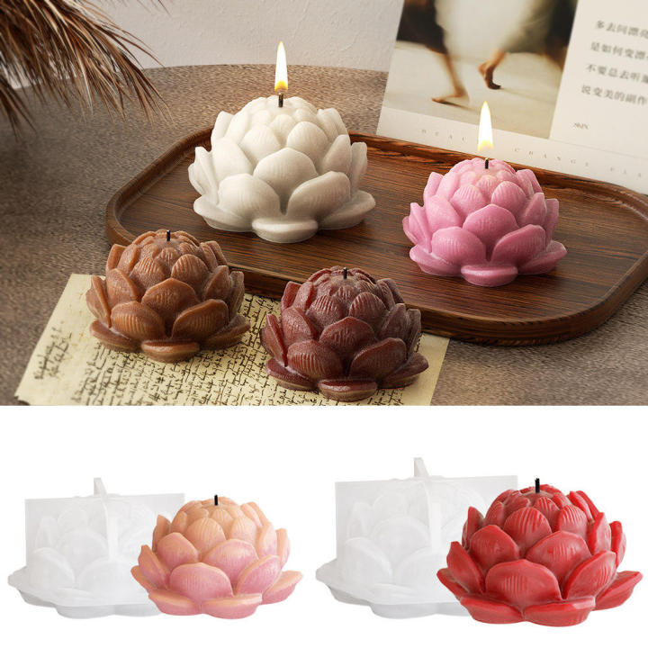 Sweet Design Soap Mold DIY  Silicone Lotus Flower Shape Silicone Mold 3D Handmade Plaster Mold for Home Decor Crafting Gift Making Plaster Craft Candle Making